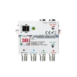 AMEUU25 3B Elettronica Amplificatore 2 In UHF 2 Out CC 25dB Led Regolabile 5G