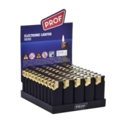 Accendino Elettronico Prof Mini Black Gommato 50 Pz