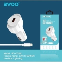 Caricatore Auto Usb 2,1A + Cavo Lightning (Iphone) Carica Veloce
